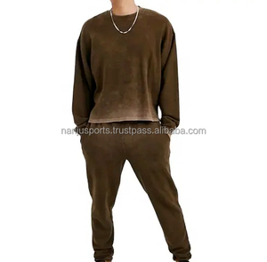 Chándal lavado con ácido personalizado de alta calidad, chándal Unisex, ropa de entrenamiento transpirable, ropa para correr, OEM, invierno, Sol desvanecido - Product Image 1