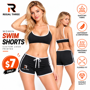 Custom <b>Women's</b> Swimwear Trunk <b>Shorts</b> Quick Dry Beach <b>Shorts</b> White Piping Athletic Style Beach Bottoms <b>Swimming</b> Trunk Soft Fabric - Product Image 1