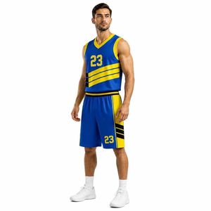 Conjunto de Uniforme de Baloncesto Sublimado Personalizado para Hombre, Camiseta de Malla y Pantalones Cortos, Ropa Deportiva de Equipo, Equipo para Juegos, Venta OEM con Bolsillos Laterales - Product Image 3