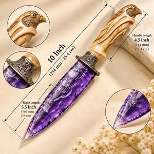 Couteau rituel en cristal d'améthyste de 10 pouces avec manche orné d'un aigle, outil d'autel spirituel artisanal, décoration métaphysique - Product Image 5