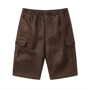 Shorts cargo pour homme, couleur unie, taille élastique, longueur mi-longue, en toile, décontractés, avec poches, respirants, pour l'été - Product Image 2