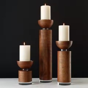 Porte-bougie en bois artisanal, décoration élégante pour la maison, idéal pour les célébrations festives - Product Image 4