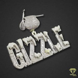 Collier de luxe avec pendentif lettre « GIZZLE » serti de diamants de laboratoire, bijou de rappeur, cadeau - Product Image 5