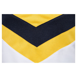 Polo de Manga Corta Blanco para Hombre con Cierre y Rayas Geométricas Amarillas y Azul Marino, Diseño Casual de Punto - Product Image 6