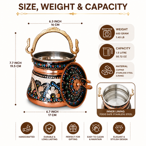Handcrafted Copper Dry Fruit Storage Container with Lid Decorative Kitchen Canister Luxury Candy Jar Home Hotel Décor Gifting - Product Image 2