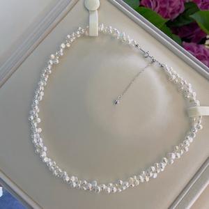 Collar de Plata S925 Estilo Francés con Cuentas de Dos Tamaños, Cadena de Clavícula de Alta Gama para Uso Diario, Elegante y Ligero - D9303 - Product Image 1