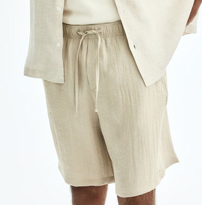 Shorts Bermuda en Lin pour Homme, Couleur Unie, Taille à Cordon, Tenue Décontractée, Tissu Respirant, Taille Mi-Haute, Poches - Product Image 4