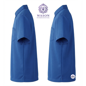 Polo Oxford à manches courtes bleu royal pour homme avec poche poitrine, tissu tissé uni décontracté - Product Image 3