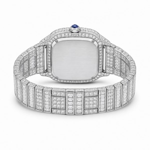 Luxury Women's <b>Diamond</b> <b>Watch</b> Round Analog Quartz Stainless Steel Bracelet with Blue Gemstone - Product Image 2
