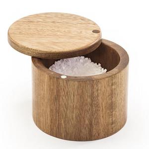 Boîte à sel en bois naturel avec couvercle magnétique, fait main, pour cuisine, rangement d'épices, organisateur de comptoir - Product Image 5