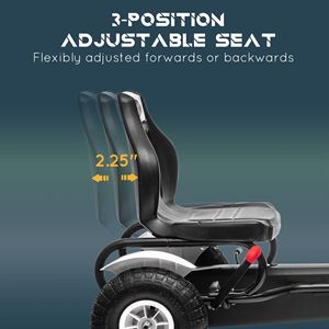 Go-Kart per Bambini con Sedile Regolabile, Freno a Mano, Ruote Antiscivolo in Gomma e Pedale Bianco - Product Image 4