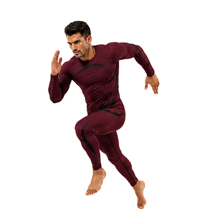 Ensemble de vêtements de sport pour homme, t-shirt à manches longues et leggings de compression personnalisés, séchage rapide, extensible, pour la salle de sport, la remise en forme, l'entraînement sportif - Product Image 4