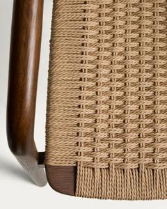 Chaise de salle à manger en teck massif de qualité supérieure avec assise en rotin tressé à la main – Fauteuil de style scandinave pour restaurant, café, hôtel - Product Image 5