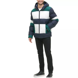 Men's Black <b>Waterproof</b> Hooded Quilted Puffer <b>Jacket</b> Lightweight <b>Winter</b> Streetwear Custom Logo Printing Wholesale - Product Image 5