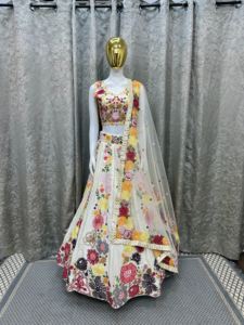 Embroidered Floral Lehenga Choli Women Bridal Outfit Festive <b>Indian</b> Pakistani <b>Top</b> and Skirt Party Wedding Wear - Product Image 6