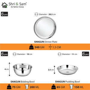 Stainless Steel 36 PCS Dinner Set for 6 People Shagun Premium <b>Dinnerware</b> Sets - Product Image 6