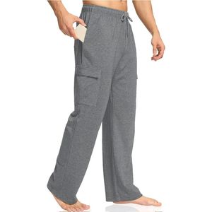 Pantalones Casuales de Hombre Talla Grande Color Beige Caqui, Estilo Cargo, Mezcla de Algodón, Pierna Recta, Bolsillos Utilitarios, Cintura Elástica - Product Image 5