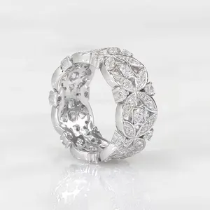 Moissanite Leaf Design <b>Ring</b> <b>925</b> Sterling <b>Silver</b> Wedding Band Women Luxury Bridal Jewelry Gift - Product Image 5