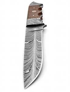 มีดเหล็กดามัสกัสทำมือจาก Iron Crown Forge สำหรับใช้งานกลางแจ้ง ใบมีดแบบ Fixed Blade ด้ามจับไม้ลายโมเสก ปลายใบมีดแบบ Drop Point หนา 3.5 มม. - Product Image 2