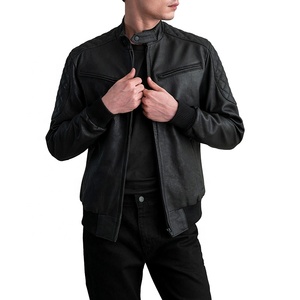 Top Winter Collection Oversized Genuine Sheepskin <b>Leather</b> Coat For Men's Aviator <b>Suede</b> <b>Jackets</b> Silk Zipper Striped Style - Product Image 3