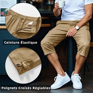 Shorts de sport en toile pour homme toutes saisons avec doublure intérieure douce, respirants et à séchage rapide, taille élastique robuste - Product Image 3