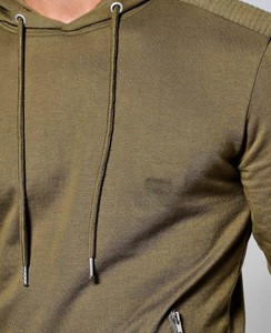 Conjunto Deportivo Informal para Hombre, Color Verde Oliva, con Capucha, Manga Larga, Color Sólido, con Bolsillos Laterales y Cierre con Cordón - Product Image 2