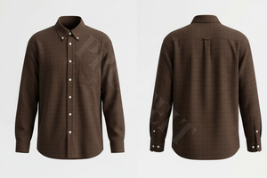 Chemise habillée à carreaux personnalisée, boutonnée, décontractée, à manches longues, en mélange de coton, avec logo personnalisé - Product Image 4