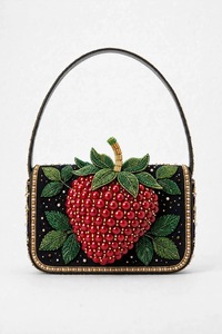 Sac à main floral ouvert fait main avec perles de rocaille, sac à main floral blanc crème, sac à main à motif floral violet - Product Image 4