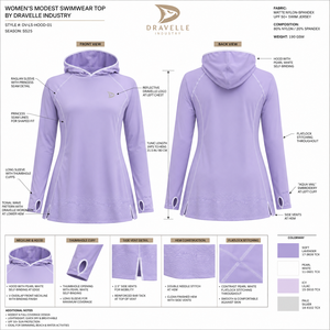 Hooded Long Sleeve Modest Swimwear Top UPF 50 Quick Dry Rash Guard <b>Tunic</b> Custom Women Apparel 1 Piece Front - Product Image 4