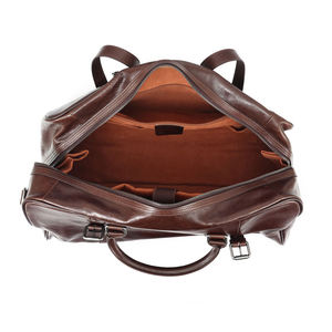 Sac de voyage en cuir véritable pour hommes, 30-40L, fermeture à glissière, sac de voyage décontracté pour week-end, poignée souple, couleur unie - Product Image 2