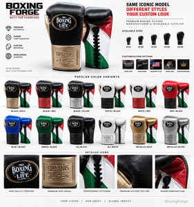 Guantes de Boxeo de Cuero 'No Boxing No Life' con Cordones y Correa para la Muñeca, Transpirables, con Logotipo Personalizado, Equipo de Entrenamiento para Adultos, Color Dorado Personalizado - Product Image 5