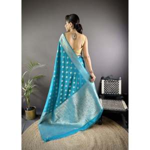 Sari en soie de litchi Banarasi Vaishali - Sari traditionnel tissé à la main - Product Image 2