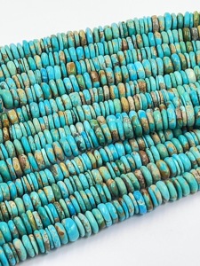 Perles de pierres précieuses en turquoise naturelle d'Arizona, lisses, en forme de rondelle, 13-14 mm, environ 14 pouces de long, pour la fabrication de bijoux en Chine, vente en gros - Product Image 3