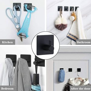Heavy Duty Waterproof Stainless Steel Adhesive Hooks for <b>Wall</b> and Door-Bathroom Towel and <b>Clothes</b> Hanging Squre Black Hook - Product Image 6