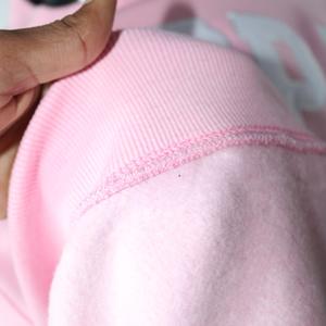 DELTA baby pink <b>mock</b> <b>Neck</b> Winter Hoodie 100% Cotton Applique Embroidery Vintage Style Breathable Quick Dry Finer Threads - Product Image 6