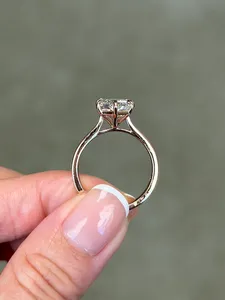 Anillo Solitario de Diamante con Corte Hexagonal en Oro Sólido, Anillo de Compromiso Minimalista, Joyería Fina Geométrica Elegante, Regalo de Lujo para Mujer - Product Image 3