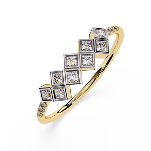 แหวนทองคำแท้ 14k ทรงคลาสสิคประดับเพชรทรงปรินเซสและทรงกลมด้านข้าง สำหรับผู้หญิง เหมาะสำหรับเป็นของขวัญ งานหมั้น วันครบรอบแต่งงาน - Product Image 5