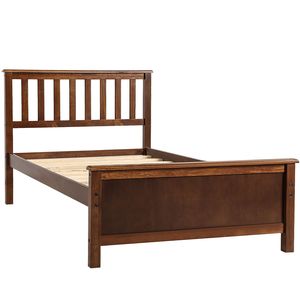 Letto a piattaforma in legno di noce per letto singolo con testiera, pediera e supporto a doghe - Product Image 6