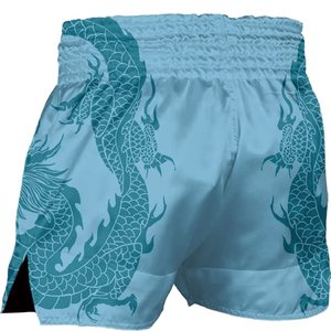 Shorts de Muay Thai en tissu satiné premium, logo personnalisé, respirants, légers, pour entraînement en salle, ceinture élastique, fitness homme femme - Product Image 4