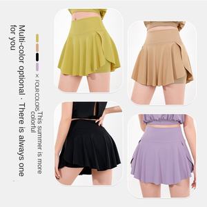 ชุดเทนนิสสีพื้นสำหรับผู้หญิง ผ้าฝ้าย กระโปรงแบดมินตันและเสื้อชั้นในกีฬา ชุด 2 ชิ้น ระบายอากาศได้ดี เหมาะสำหรับออกกำลังกาย ฟิตเนส กระโปรงกีฬาสำหรับผู้หญิง - Product Image 4
