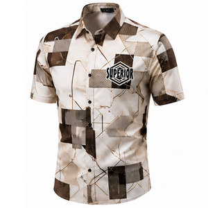 Chemise imprimée pour homme avec motif abstrait élégant, tissu confortable, coupe classique pour un style de vie moderne - Product Image 1