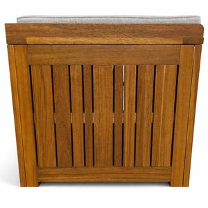 Solid Acacia Wood & Fabric Modern Outdoor Patio <b>Bench</b> <b>with</b> Built-in <b>Storage</b> Box Cushion Weather Resistant Handwoven - Product Image 2