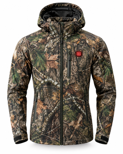 Veste de chasse décontractée pour homme, camouflage, chauffante électriquement, imperméable, coupe-vent, softshell, fermeture éclair intégrale, à capuche, pour l'extérieur - Product Image 1