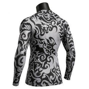 Camiseta Deportiva de Manga Larga para Hombre, Protección Solar UPF50+, Sublimada, de Secado Rápido, para Natación, Surf, Color Gris Negro con Estampado, 120g - Product Image 5