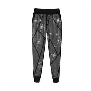 Conjunto Deportivo de Dos Piezas con Logotipo Personalizado al por Mayor, Sudadera con Cremallera Decorada con Pedrería, Traje Deportivo 100% Algodón para Mujer - Product Image 3