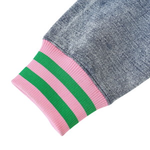 Cárdigan Vaquero AKA Unisex, Color Azul Claro, Rosa y Verde, con Botones al Frente, Estilo Griego Informal, Prenda Exterior Premium - Product Image 4