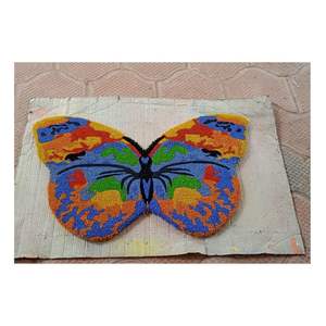 Alfombrillas de fibra de coco coloridas con temática de mariposa hechas en India modernas, respaldo de PVC con mechones lavables, diseños impresos blanqueados vibrantes para puertas - Product Image 3