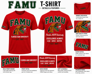T-shirt inspiré de FAMU, t-shirt en coton personnalisé, logo imprimé, t-shirt de style universitaire, fabricant de t-shirts personnalisés FAMU, t-shirt FAMU de qualité supérieure - Product Image 2