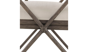 Sillón Moderno de Ratán Natural de Lujo con Cojín Tapizado en Lino Cómodo y Respaldo en X de Madera - Product Image 5