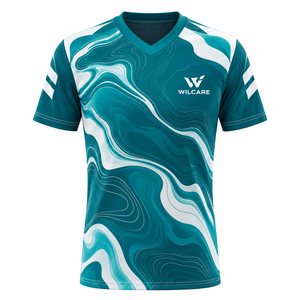 Wilcare Men's V-Neck <b>Sports</b> <b>jersey</b> White Wave Pattern Short Sleeve Athletic Wear wear <b>jersey</b> for men V-neck <b>sports</b> - Product Image 1
